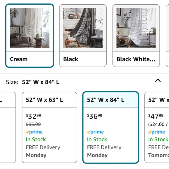 Cream boho curtains pattern fringe - Picture 3 of 3